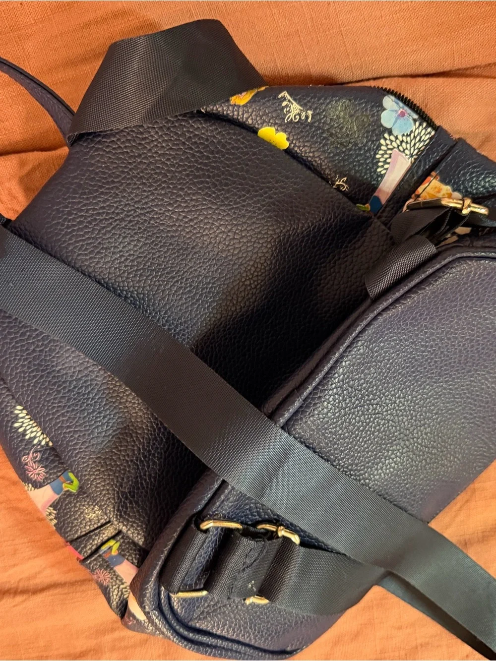 Disney Navy Kids Backpack with Pink Princesses & Yellow Floral Accents